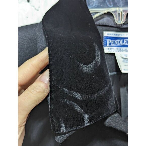 Pendleton Women's Black Wool Swirled Velvet Removable Collar Blazer Size 12 - Picture 3 of 8